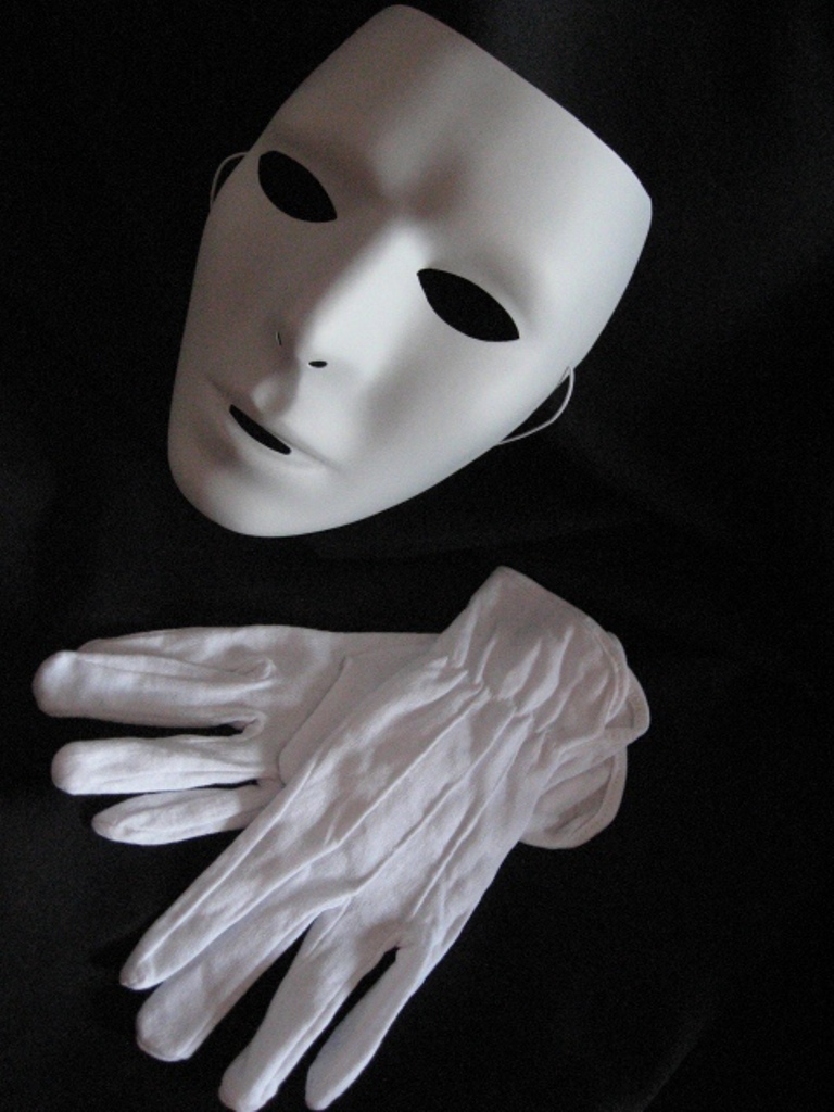 Blank Mask & Gloves White Mtvs Dance Crew Mime Artist Male Costume